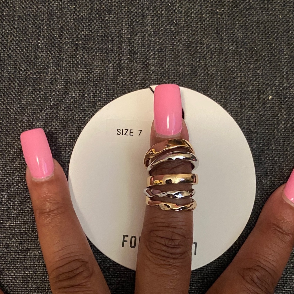 Forever 21 Gold and Silver Wave Ring Set